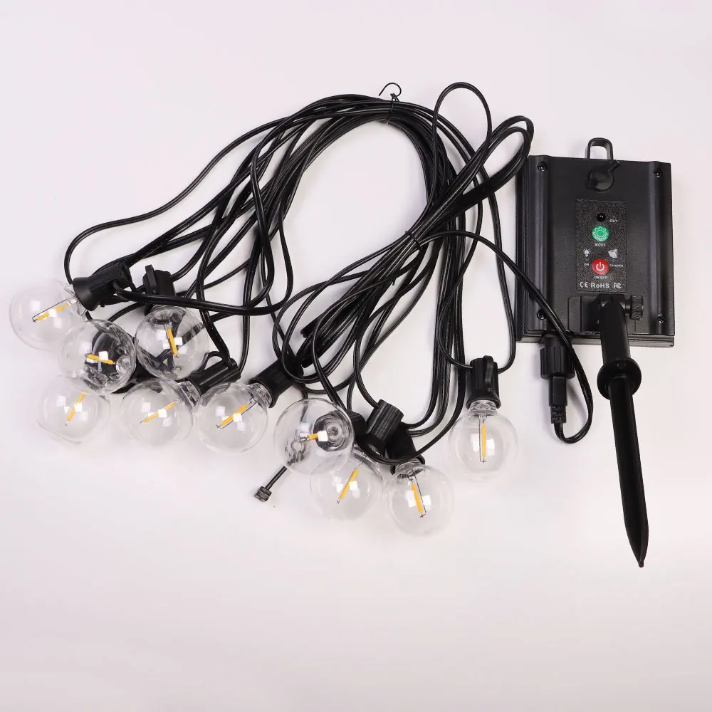 Solar String Lights, G40 Shatterproof LED Solar String Light Outdoor Umbrella Lights with 40 Bulbs Patio Waterproof Lights