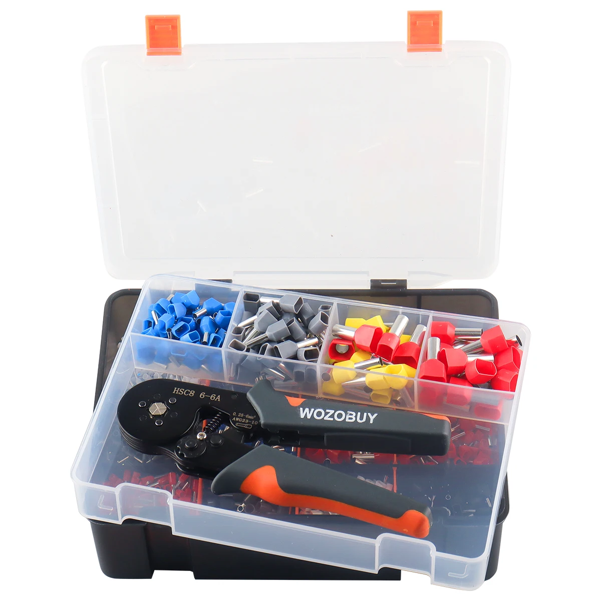 Sechseckiges, selbstverstellbares Ratschen-Aderendhülsen-Crimpwerkzeug-Set, 23–7 AWG, 0,25–10 mm2, Crimp-Set mit Aderendhülsen, Drahtklemmen – Detail 2
