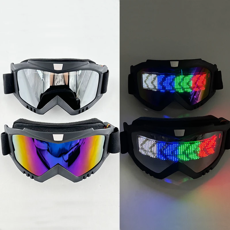 

Fashion LED Glasses Customizable Pattern Glowing Glasses Men Women Luminous Light up Goggles USB Charging Stage Performance Prop