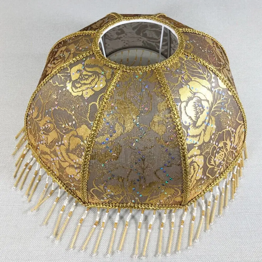 

Retro E27 Fringe Lamp Shades Beaded Fabric Tassel Lamp Shade Home Decor Lace Light Shades