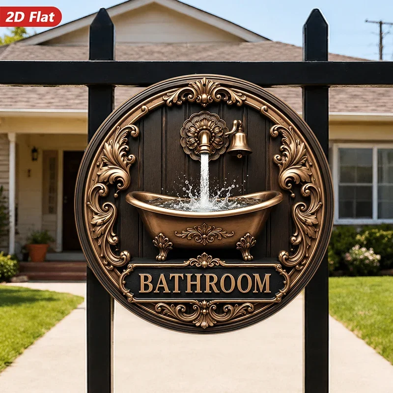 CIFBUY Vintage Bathtub Clawfoot Splashproof Aluminum Wall Art Waterproof Wearproof Metal Sign Decor Home Indoor Outdoor Gift