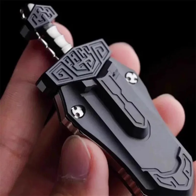 メカニカルソードプッシュスライダー EDC フィジェットトイ 亜鉛合金 クールなフィジェットスライダー 大人のストレスを軽減する 磁気要素ペンダントギフト