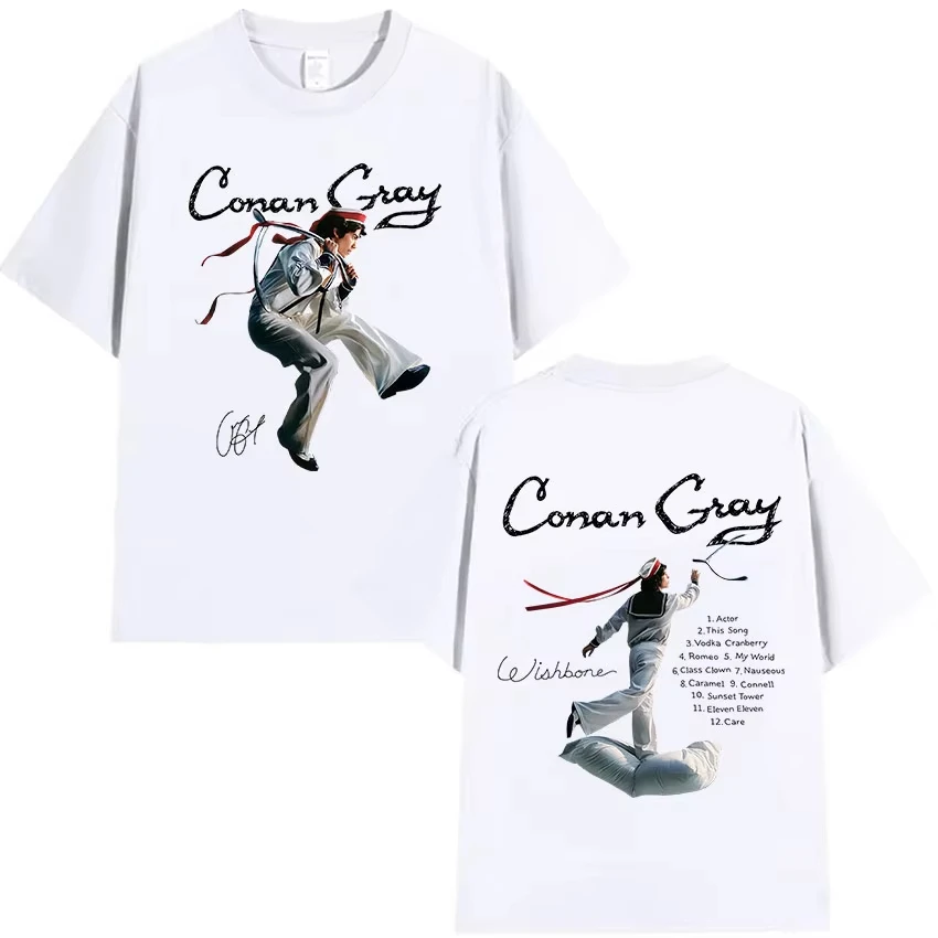 Conan Gray Wishbone World Tour 2026 T Shirt Men's Vintage High Quality Fashion T-shirts Man Hip Hop Short Sleeve Cotton T-shirt
