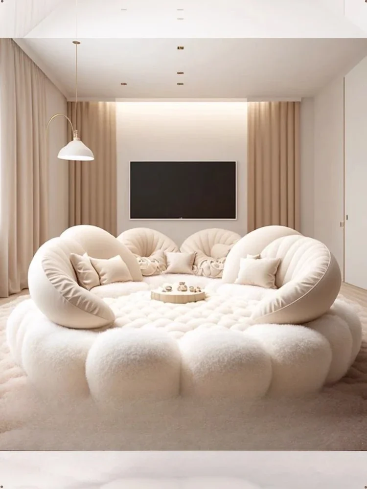 Cream style sofa, round sofa bed