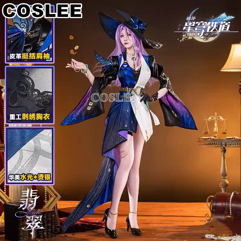 COSLEE [S-3XL] Jade Cosplay Honkai: Star Rail Costume Game Suit Uniform Dress Halloween Carnival Party Outfit Women Clothing New