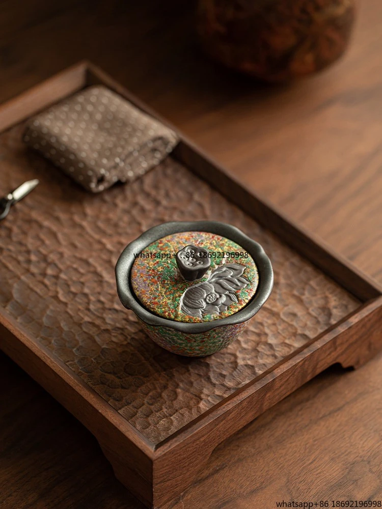 Old Rock Mud Lotus Pod Two Talent Cover Bowl Teacup Household Chinesebowl Kung Fu Tea Set Anti-scalding Hand Ceramicmaker