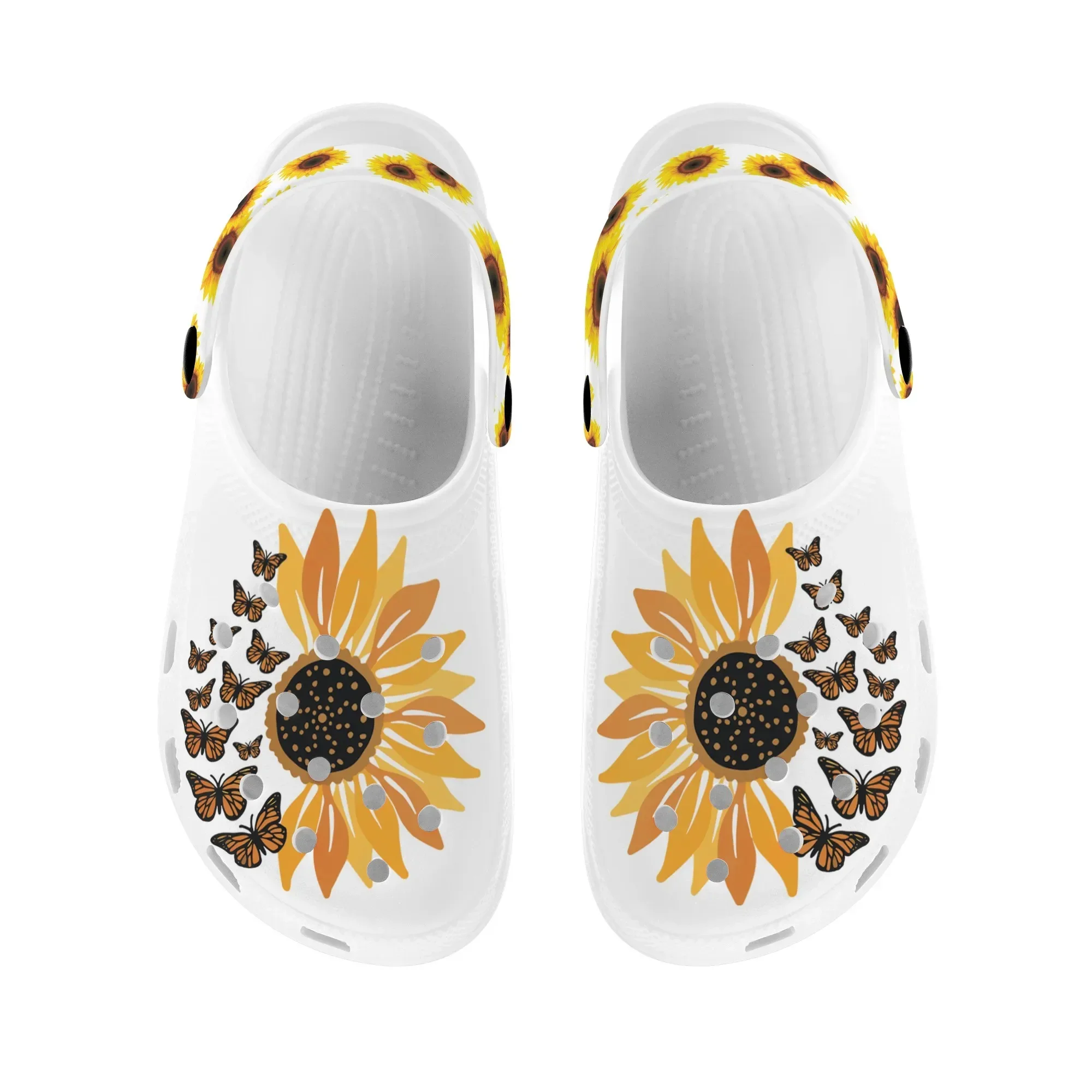 Fashion Sunflower Print Sandals Women Heel Strap Casual Beach Walking Shoes Soft Sole Lightweight Girls Indoor Slippers Female