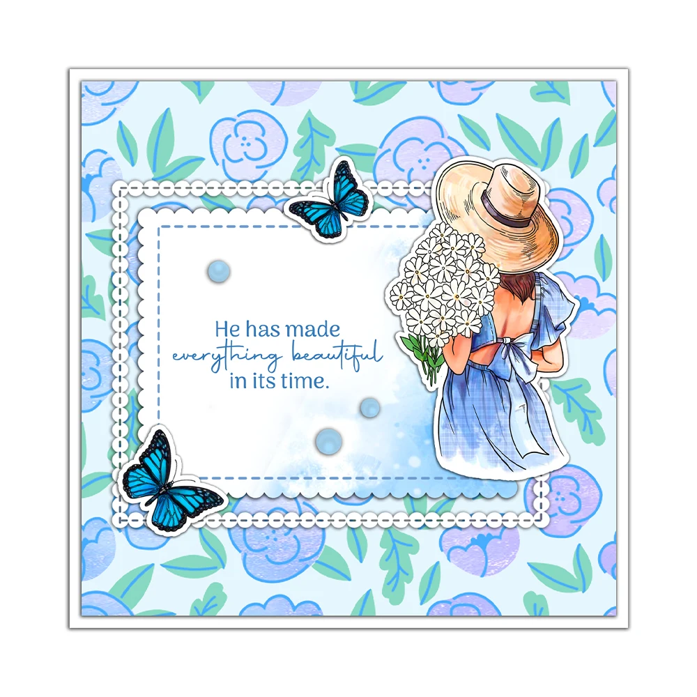 Mangocraft indah bunga kupu-kupu wanita pemotong mati bening cap DIY buku tempel logam mati silikon kartu cap album