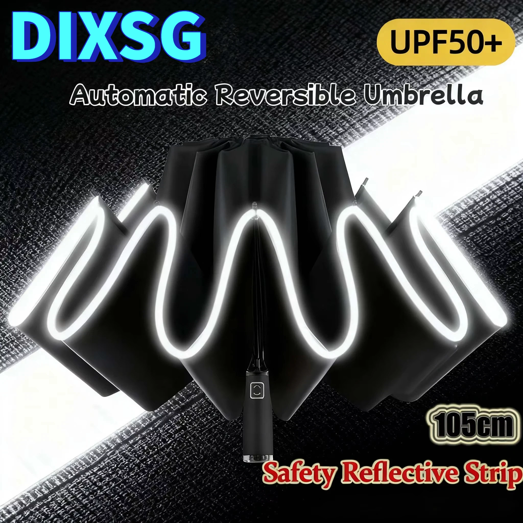 Automatic Umbrella Reflective strip Windproof With Reflective Stripe Reverse Automatic Fold Umbrella UV Umbrella For Sun Rain
