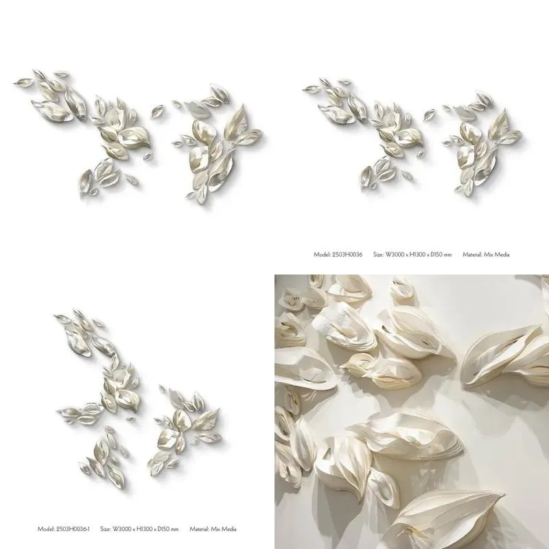 3D Handmade Paper Art Wall Decor Special Shaped High End Plastic Wall Art for Hotel Lobby Space Decoration