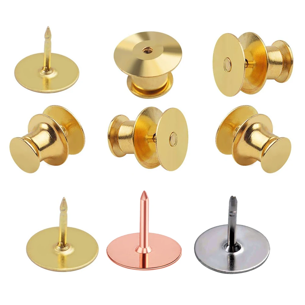 40Pcs Blank Metal Locking Pin Back Locking Pin Keeper Clasp For DIY Brooch Badge Name Tag Homemade Jewelry Making Accessories
