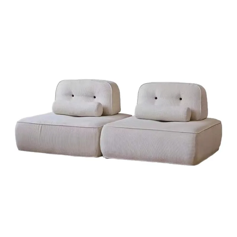 Cream wind tofu block bed and breakfast sofa small apartment Internet celebrity tatami corduroy living room without armrests