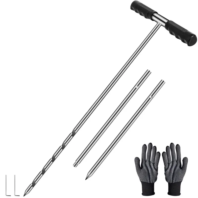 

Stainless Steel Soil Sampling Probe Adjustable 17-32-48 Probe Tool with T-Handle