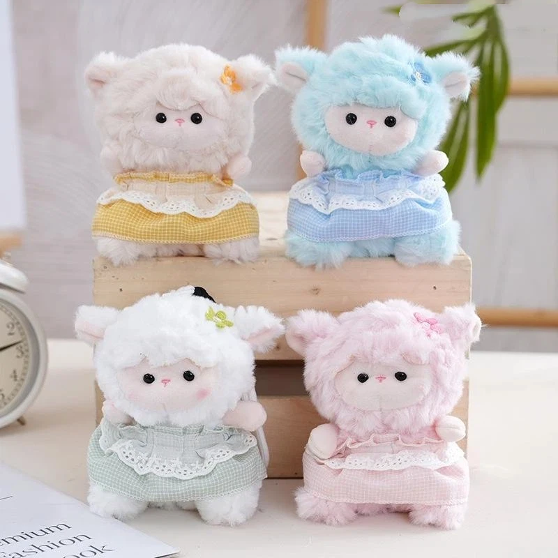 Adorable Plush Sheep Keychain with Cute Lace Trim Skirt Fluffy Stuffed Animal Pendant for Kids Graduation Gifts