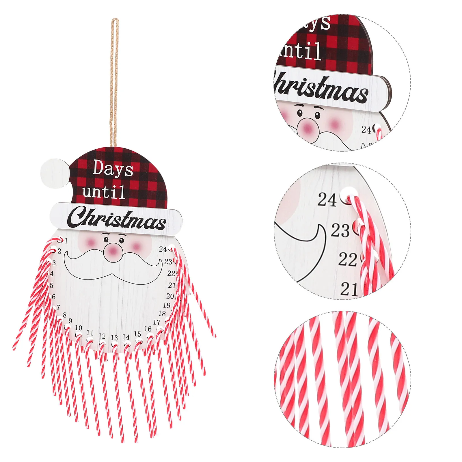 

1Set Christmas Advent Calendar Hanging Decoration Festive Countdown Wall Calendar Xmas Party Ornament Rustic Wood Decor