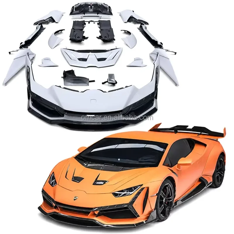 Auto parts for Huracan EVO RWD DP carbon fiber front and rear bumpers, engine covers, spoilers, side skirts for LP580 LP610