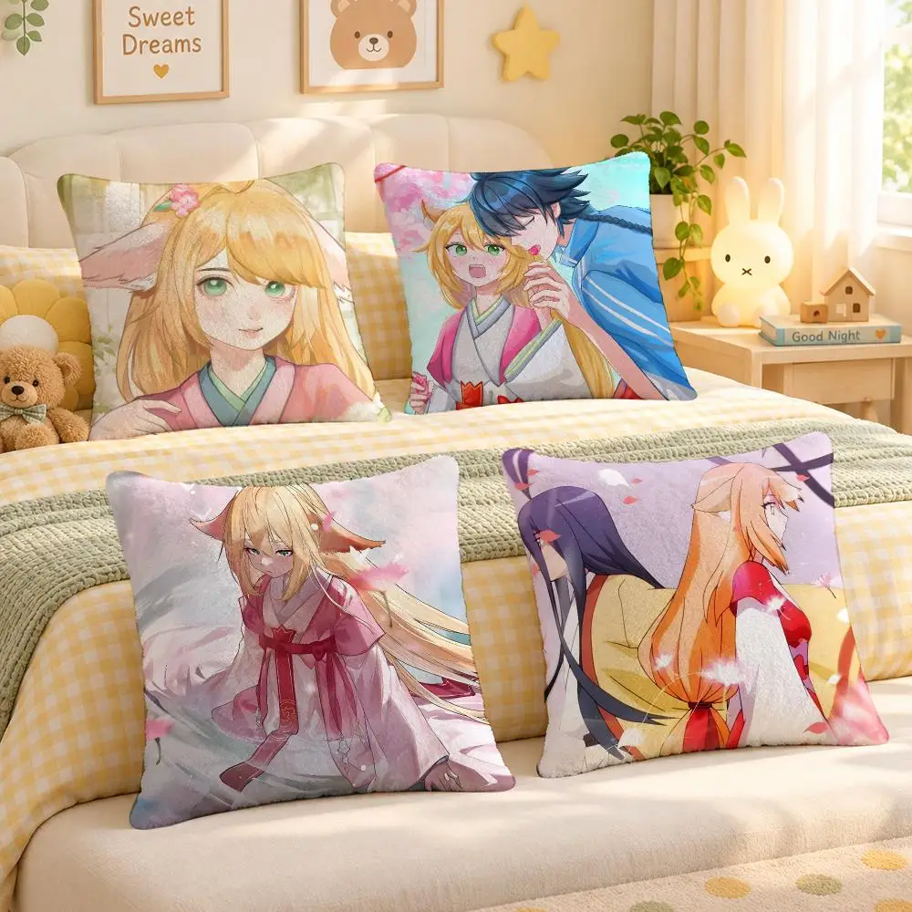 Anime Fox Spirit Matchmaker Cushion Cover Personalized Soft Plush Pillow Living Room Home Sofa Bedroom Office Car Cushion