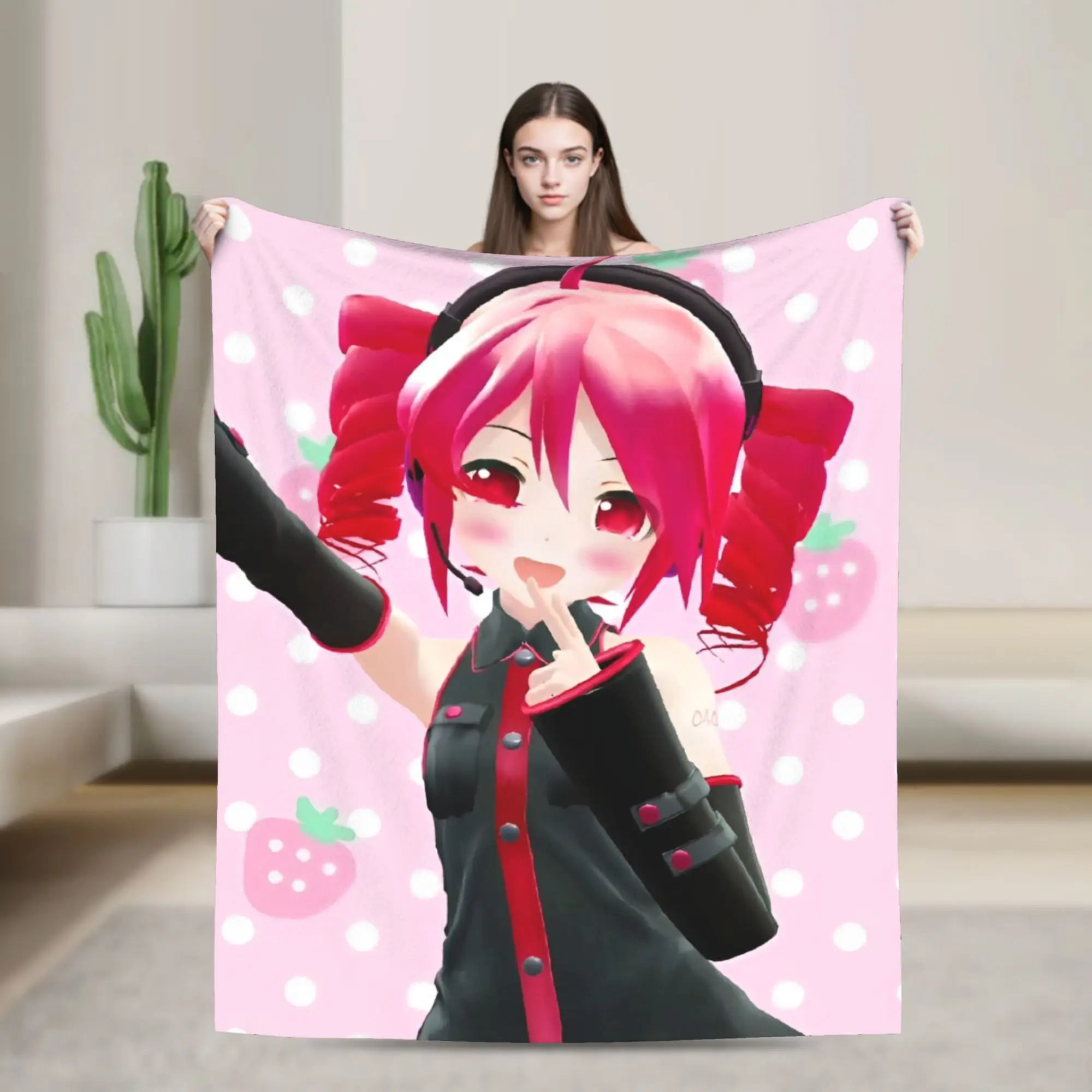 kasane-teto-ボーカロイドガール-ベルベットスローブランケット-アニメブランケット-ベッド用ソファ用-超暖かい寝具スロー