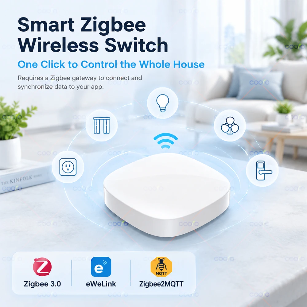 ZigBee 3.0 Smart Push Button Switch Wireless Scene Switch Home Automation Trigger Controller Linkage Remote Support eWeLink Z2M