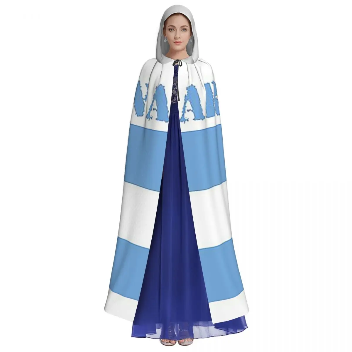 Argentina Flag Long Hooded Cloak Witch Medieval Costume Cosplay Cape HalloweenVampire Adult Unisex