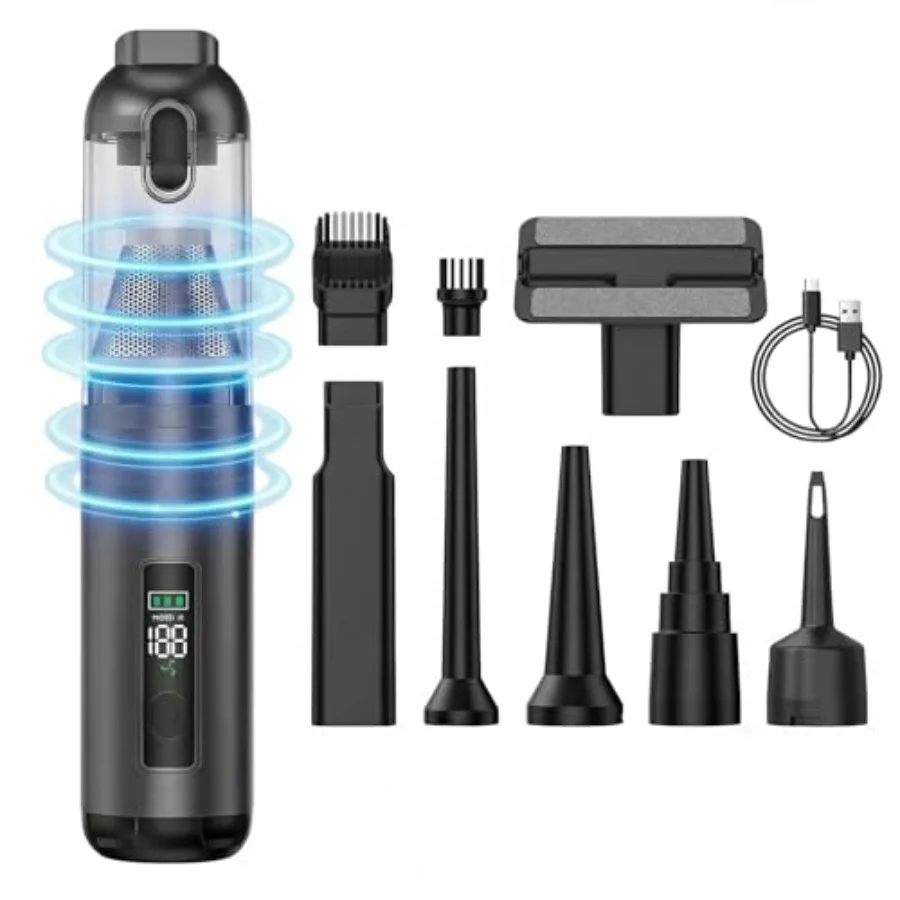 

Беспроводной ручной пылесос 17000 Па с бесщеточным двигателем AI, HD-дисплеем и функцией очистки от пыли одним нажатием, легкий, для дома и автомобиля