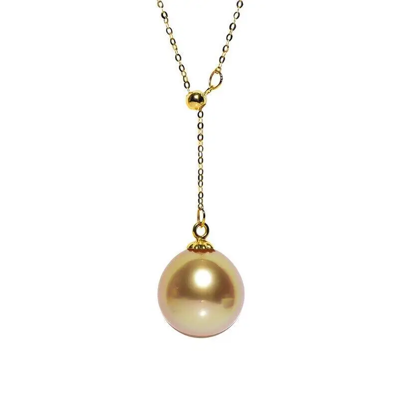 

Huge AAAA 11-12mm Round South Sea Golden Pearl Pendant Necklace Dainty Fine Jewelry Gift Nice Look