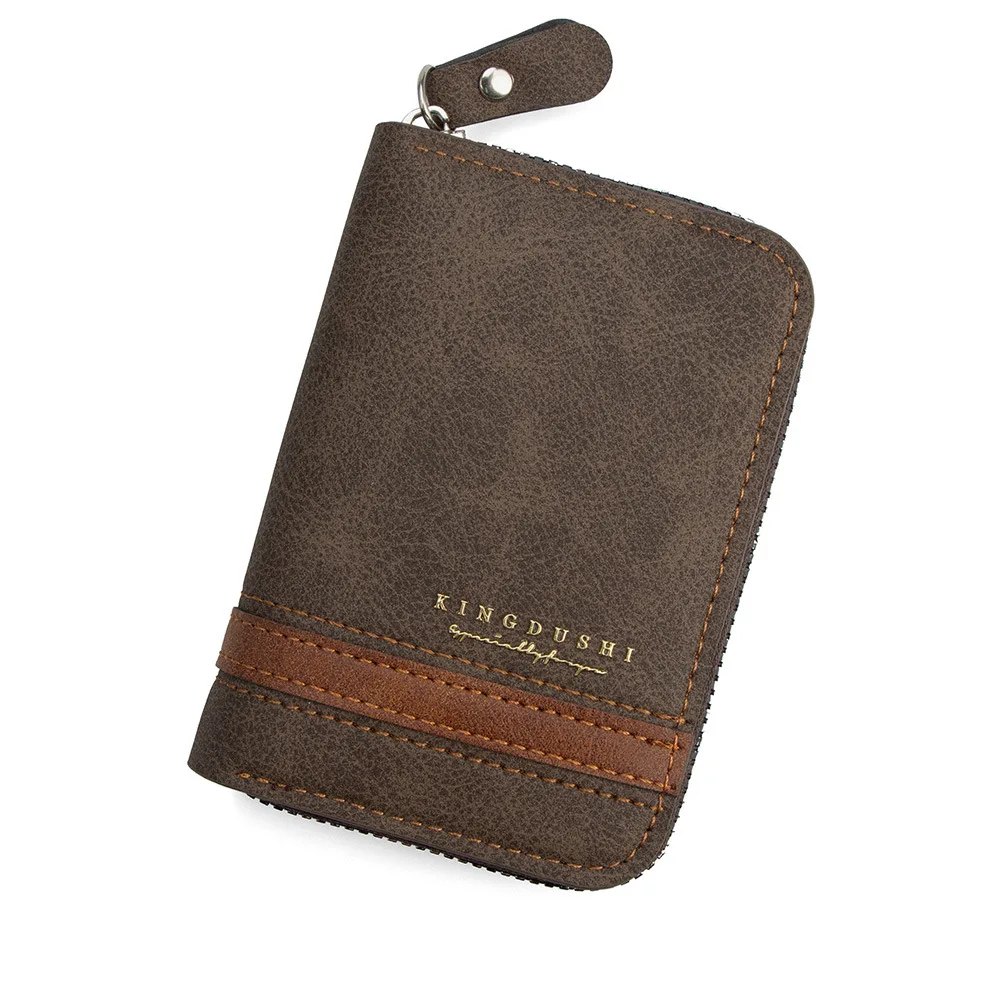 Dompet pendek pria dengan desain warna yang berbeda, kapasitas besar, multi-kartu, multi-fungsi, ringan, retro, dan dapat dilipat.