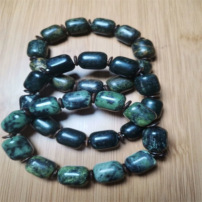 

Tibetan Pure Natural Tibetan Jade Medicine WangShi Barrel Beads Bracelet for Men and Women Energy Stone Active Magnetic Bracelet