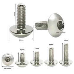 CNC 오토바이 스쿠터 ATV 플라스틱 커버용 대형 원형 헤드 내부 육각 나사 볼트 M6, 고 합금강, 16mm