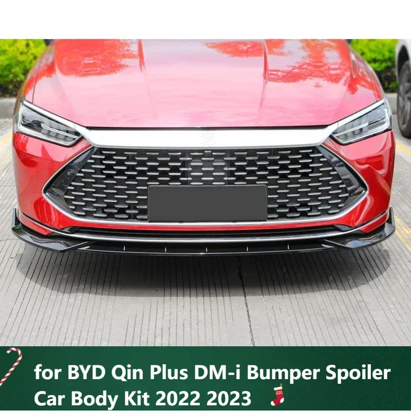 

New! Front Splitter for BYD Qin Plus DM-i Bumper Spoiler Car Body Kit 2022 2023 Glossy Black Skirts Accessories