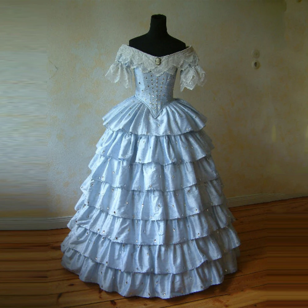 1850s Gothic Steampunk Princess Wedding Dress Historical Victorian Colonial Civil War Southern Belle Ball Gown