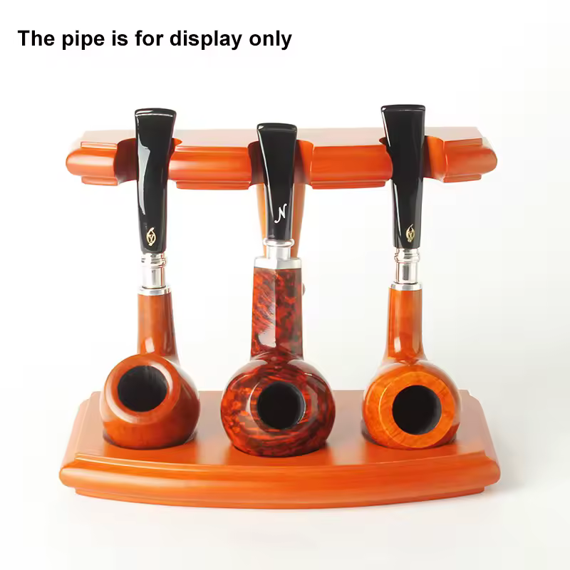 MUXIANG Beech Wood Straight Line Vertical 3 Pipe Stand Racks Portable Shelf For Tobacco Pipes Smoking Tools Fittings Fa0071