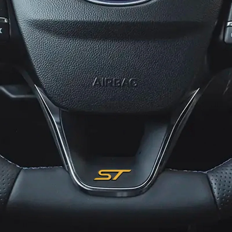 Car Steering Wheel Sports Emblem Decor Sticker Center Console Door Panel Metal Sticker For Ford  Fiesta Edge Mondeo Focus ST