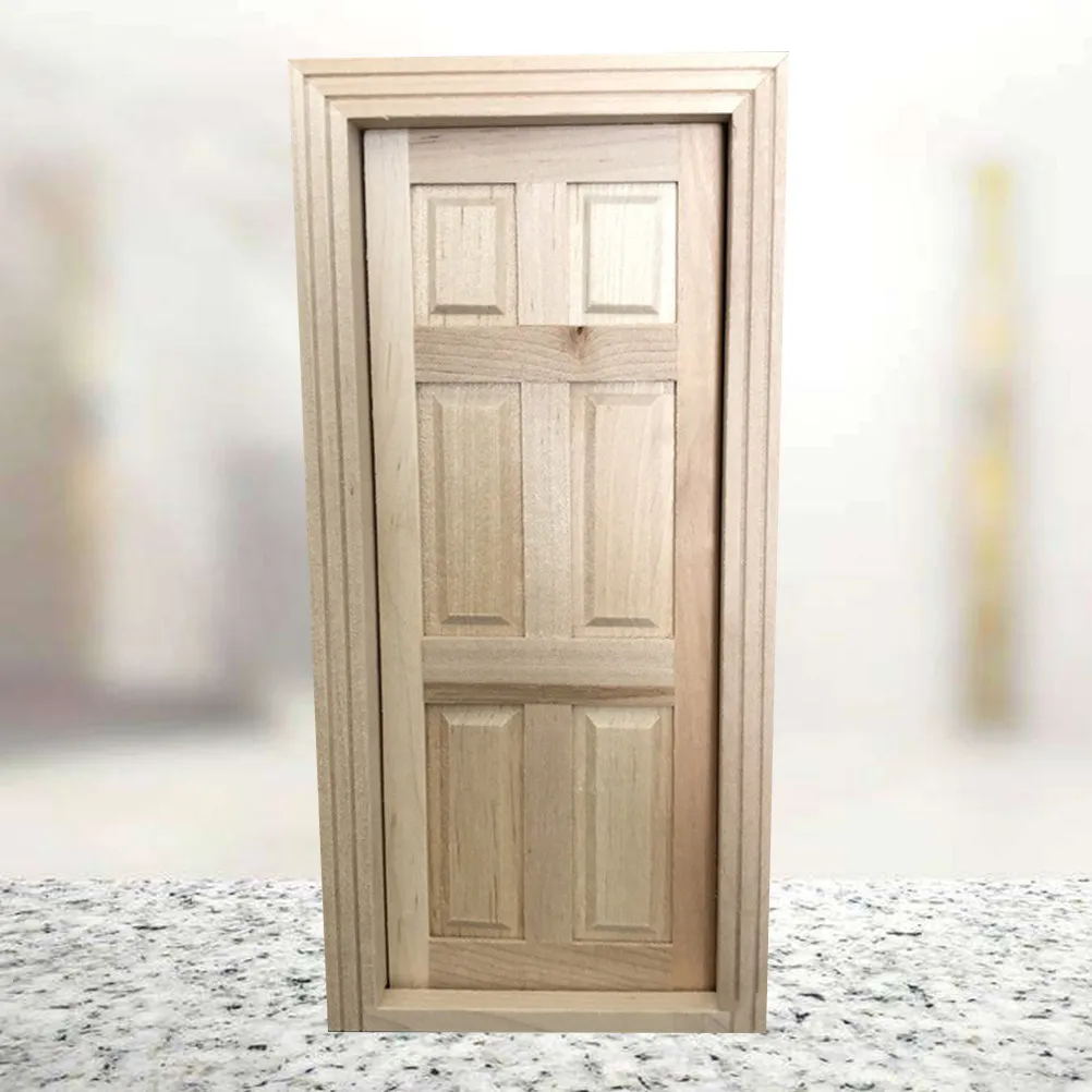 

Mini Solid Wood Door White Blank Lines DIY Mini Furniture House Decoration Accessories Artistic Kids Room Display