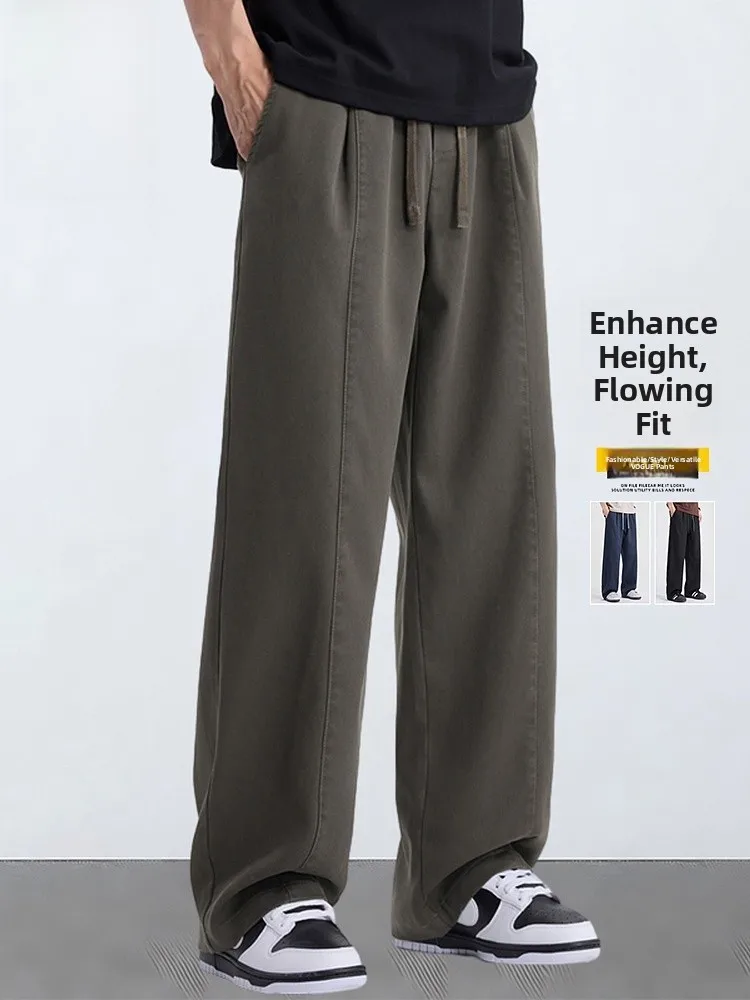 

Casual Pants Men's Spring 2026 New Sle Loose Straight Elastic Long Trousers Trendy Comfortable mid Waist