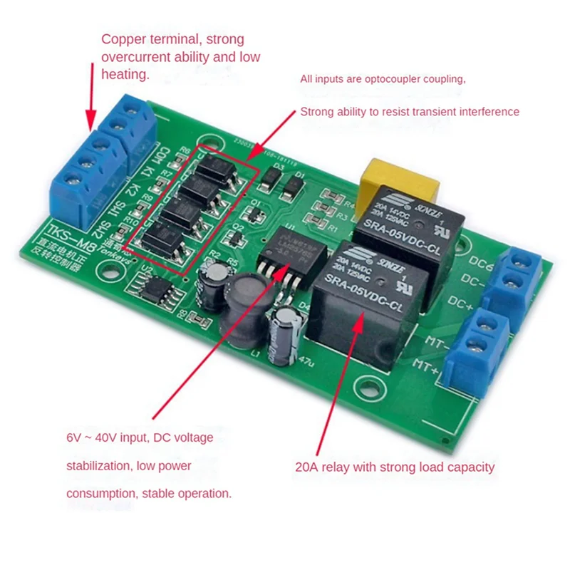 EDT-2X DC 6 В 12 В 24 В постоянного тока, контроллер прямого и обратного хода 20 А с предельным реле, плата управления подъемом драйвера P0