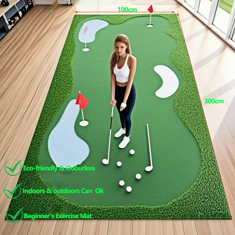 

Гольф в помещении и на открытом воздухе, зеленый тренировочный коврик, домашний офис, моделирование, моделирование, курс, тренировка, ковер с травой