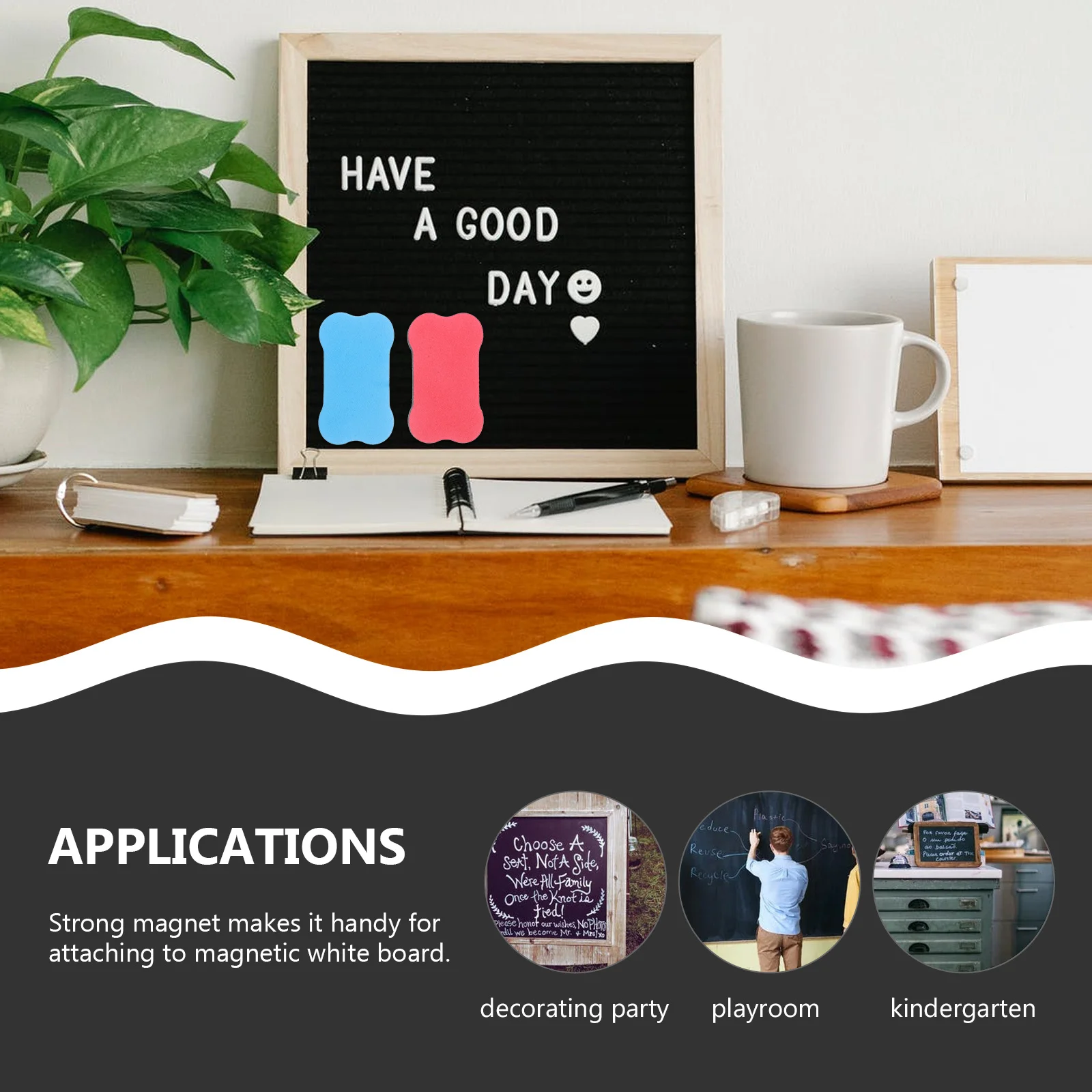 

24Pcs Magnetic Whiteboard Erasers Lightweight Cleaning Accessories for School Office Home Whiteboard Eraser