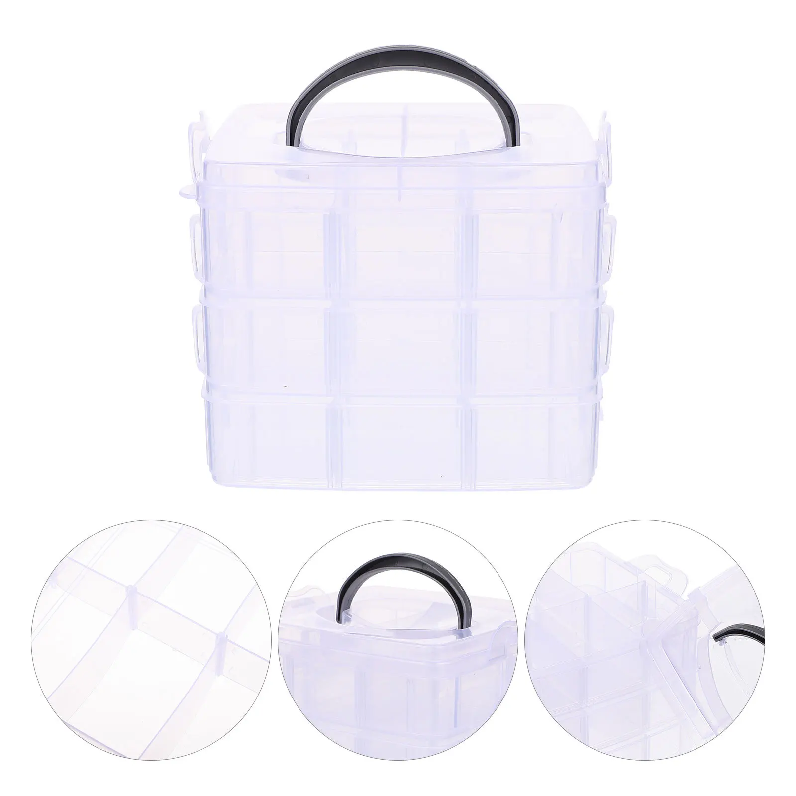 Caja de almacenamiento de tres capas transparente para organizador de cinta Washi, contenedor de caja de almacenamiento de suministros para manualidades de papel