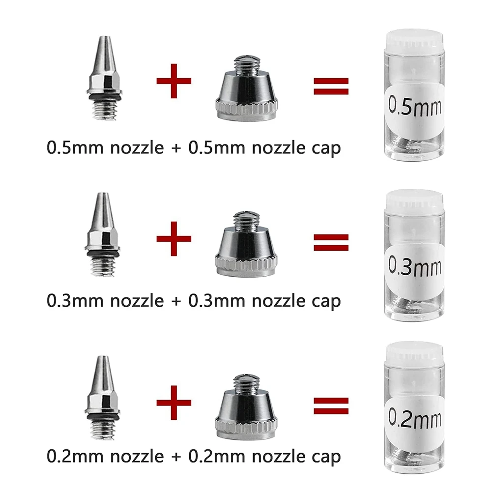Tappo ago ugello aerografo 0,2 mm 0,3 mm 0,5 mm Accessori di ricambio Parti con chiave per kit pistola a spruzzo aerografo