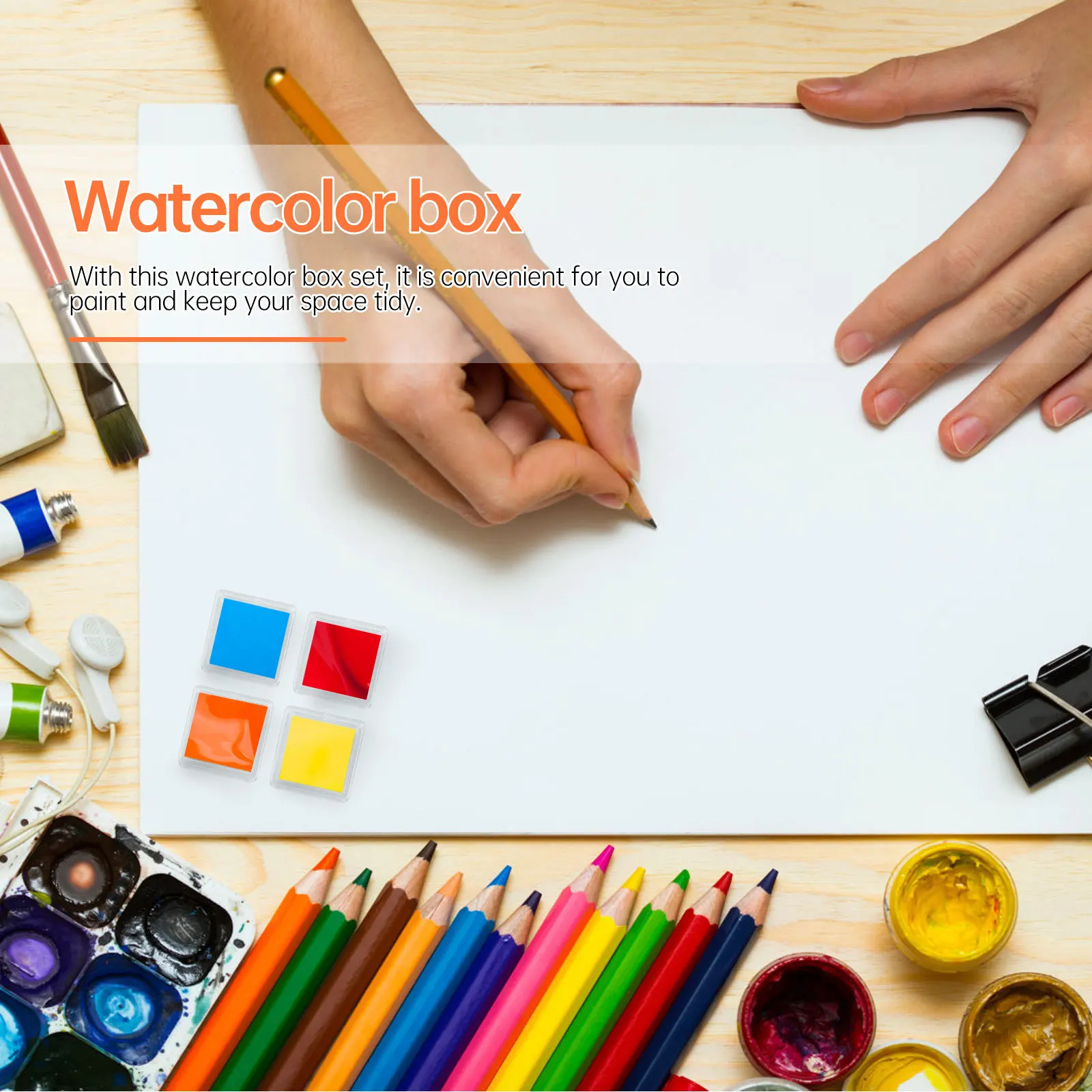 

1 set Transparent Plastic Watercolor Paint Palette Box Portable Art Supplies Storage Case For Gouache Oil Painting Travel Studio