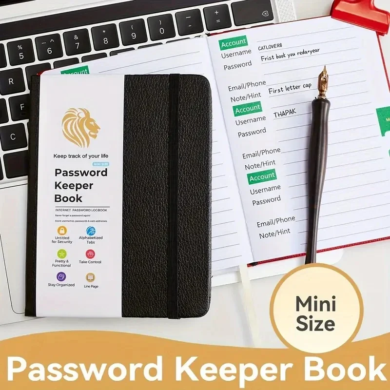 Imagem -04 - Password Keeper Book com Abas do Alfabeto Notebook Notepad Diário Notebooks Writing Pads Escritório e Material Escolar