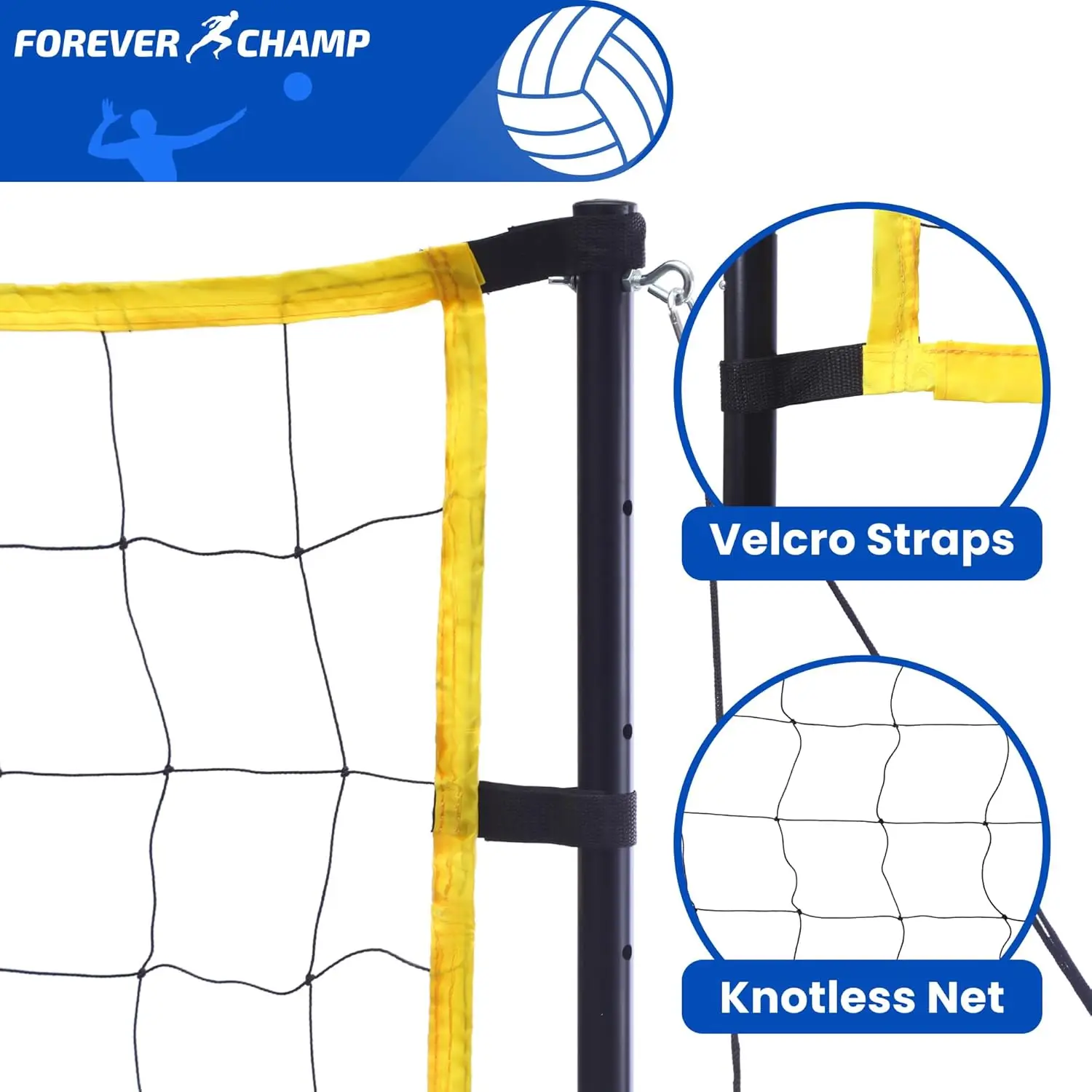 Portable Volleyball Net Set with Regulation Size Net, PU Ball, Carrying Bag, Poles & Pump for Backyard and Beach