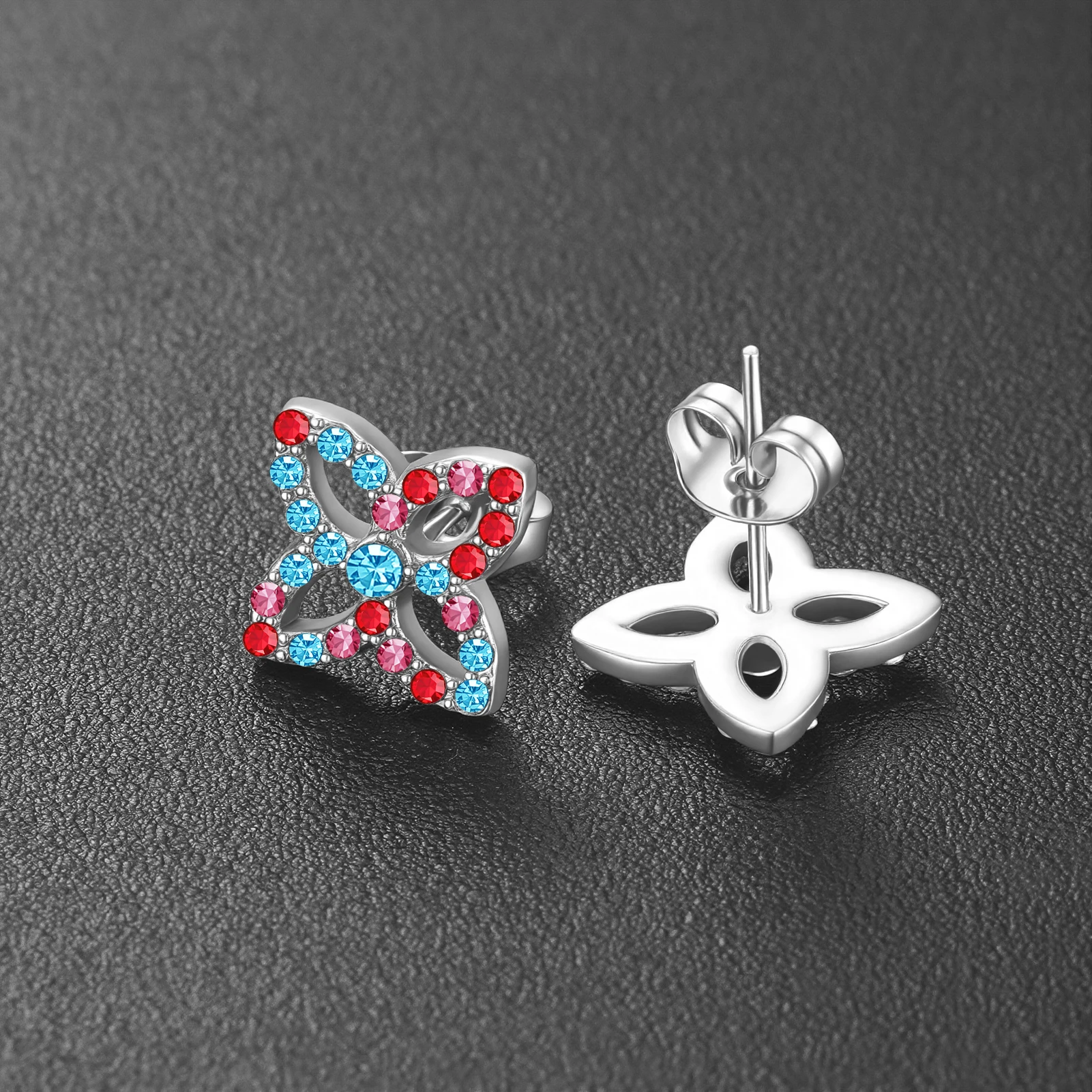 Eueavan 3D Vierblättriges Kleeblatt Kristall Ohrstecker Edelstahl Kristall Glücksbringer Kleeblatt Blumen Schmuck Damen Ohrringe Großhandel – Detail 3