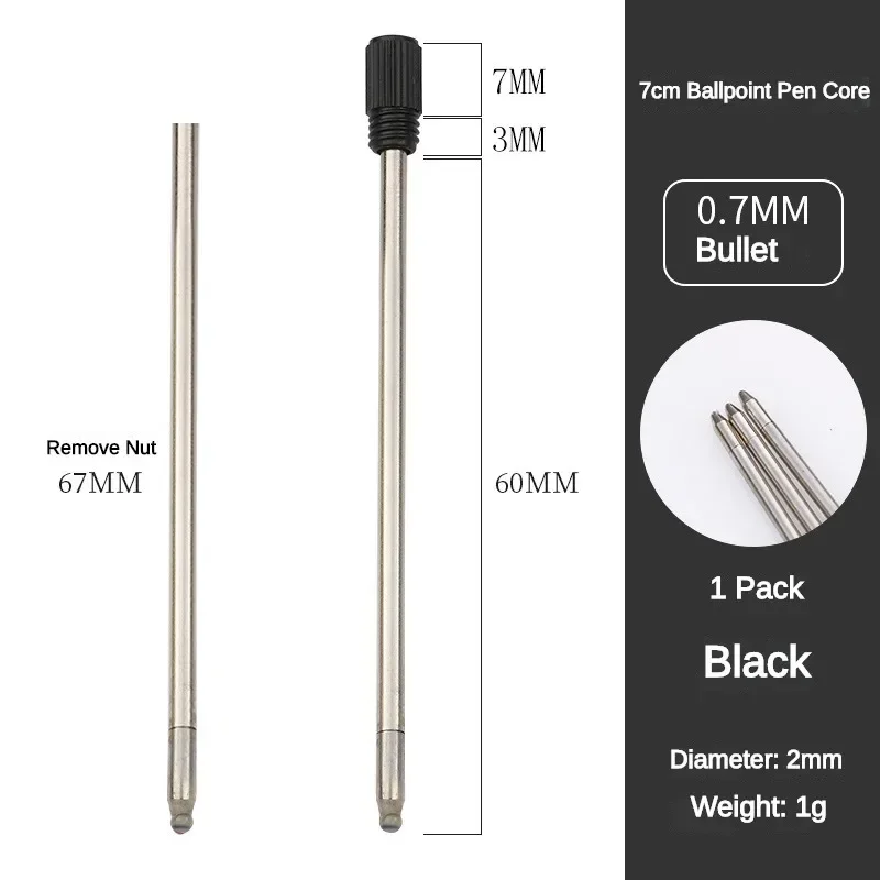 5/10/20/50 pz 7cm lunghezza ricarica penna in metallo per cristallo diamante penna a sfera cartuccia nucleo cancelleria materiale scolastico per ufficio