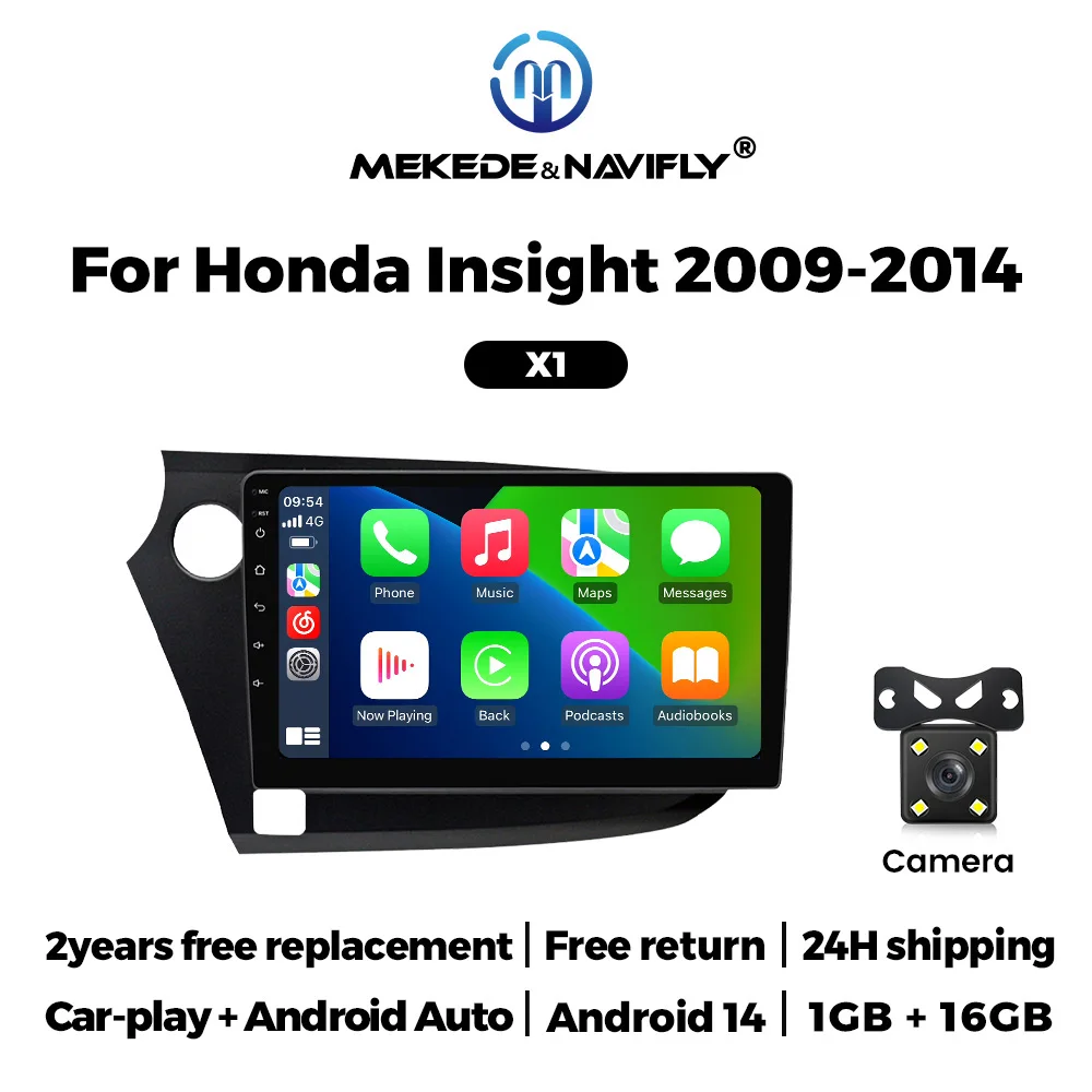 Android 14 Autoradio 2 GB + 32 GB Draadloze Carplay Voor Honda Insight 2 2009 - 2014 Navigatie GPS Multimedia Video Player IPS Scherm