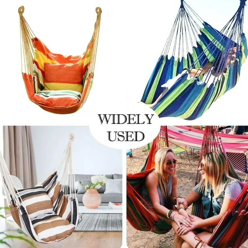 Cadeira de rede para móveis ao ar livre, assento de balanço com corda de algodão macio, cadeira suspensa para pátio, varanda, jardim, quintal