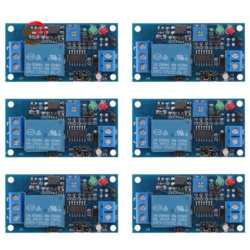 

AEE3-6X 12 В постоянного тока реле задержки включения/задержки выключения модуль переключателя с таймером