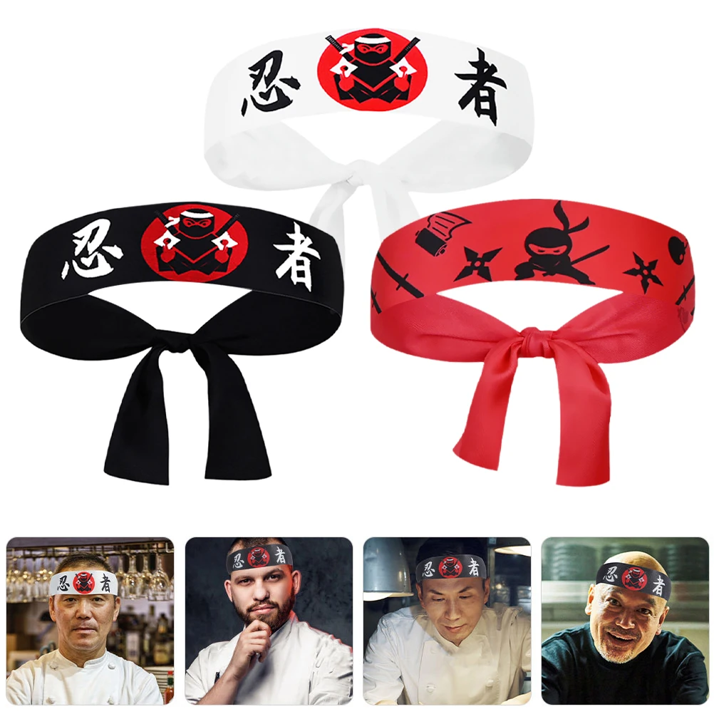 

6 Pcs Karate Japan Headband Party Favors Japanese Printing Pirate Samurai Men Student Sweatbands Chef Accessories