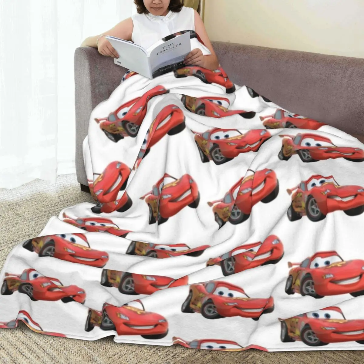 Lightning McQueen Cars Warm Soft Blanket Picnic Plush Bedding Throws Pattern Outdoor Flannel Bedspread Sofa Bed Cover